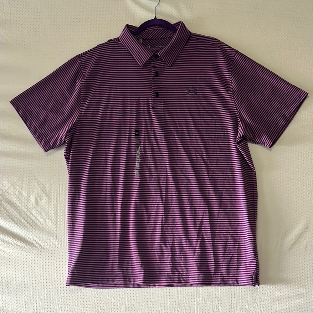 Under Armour Men's Purple Striped Polo Shirt